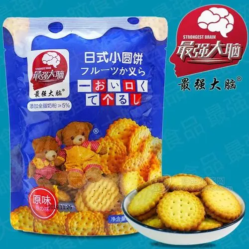 最強(qiáng)大腦日式小圓餅韌性餅干原味100g