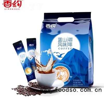 香約藍山風味咖啡450克即溶咖啡飲料辦公室飲品招商