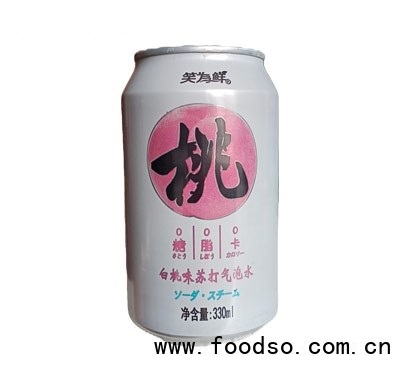 笑為鮮白桃蘇打氣泡水飲品易拉罐330ml