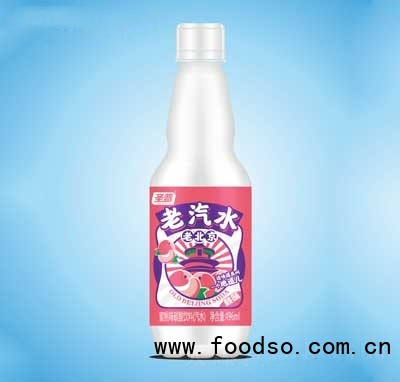圣普老北京老汽水碳酸飲料蜜桃味496ml夏季冷飲餐飲解膩飲品