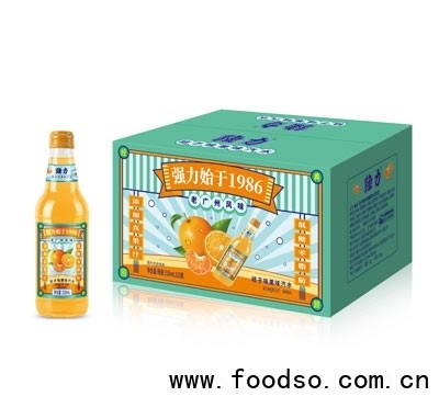 強(qiáng)力1986老廣州果味汽水桔子味碳酸飲料老汽水招商商超貨源358ml×20