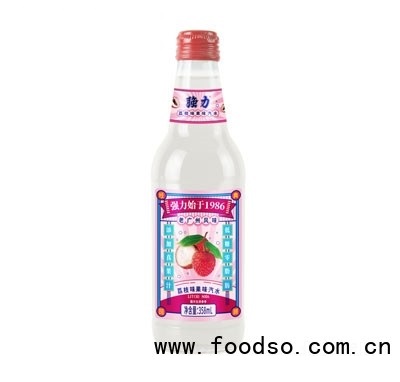 強(qiáng)力1986老廣州果味汽水荔枝味碳酸飲料老汽水招商商超貨源358ml