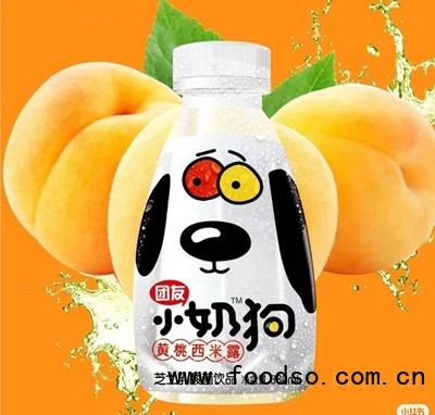 團友小奶狗黃桃西米露芝士乳酸菌飲品380ml夏季飲品招商