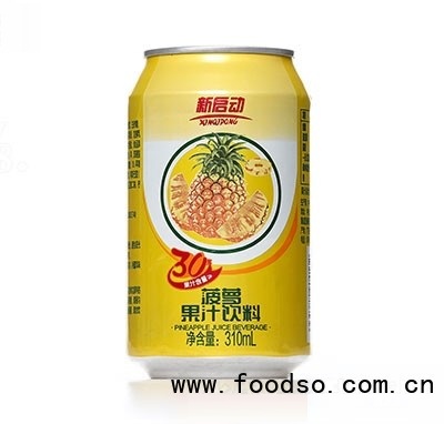 新啟動菠蘿果汁飲料310ml易拉罐裝