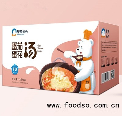 果熊站長凍干番茄蛋花湯速食湯包96g沖泡早餐加工定制
