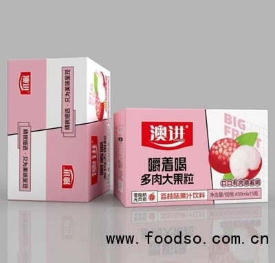 澳進(jìn)荔枝味果汁飲料果粒果