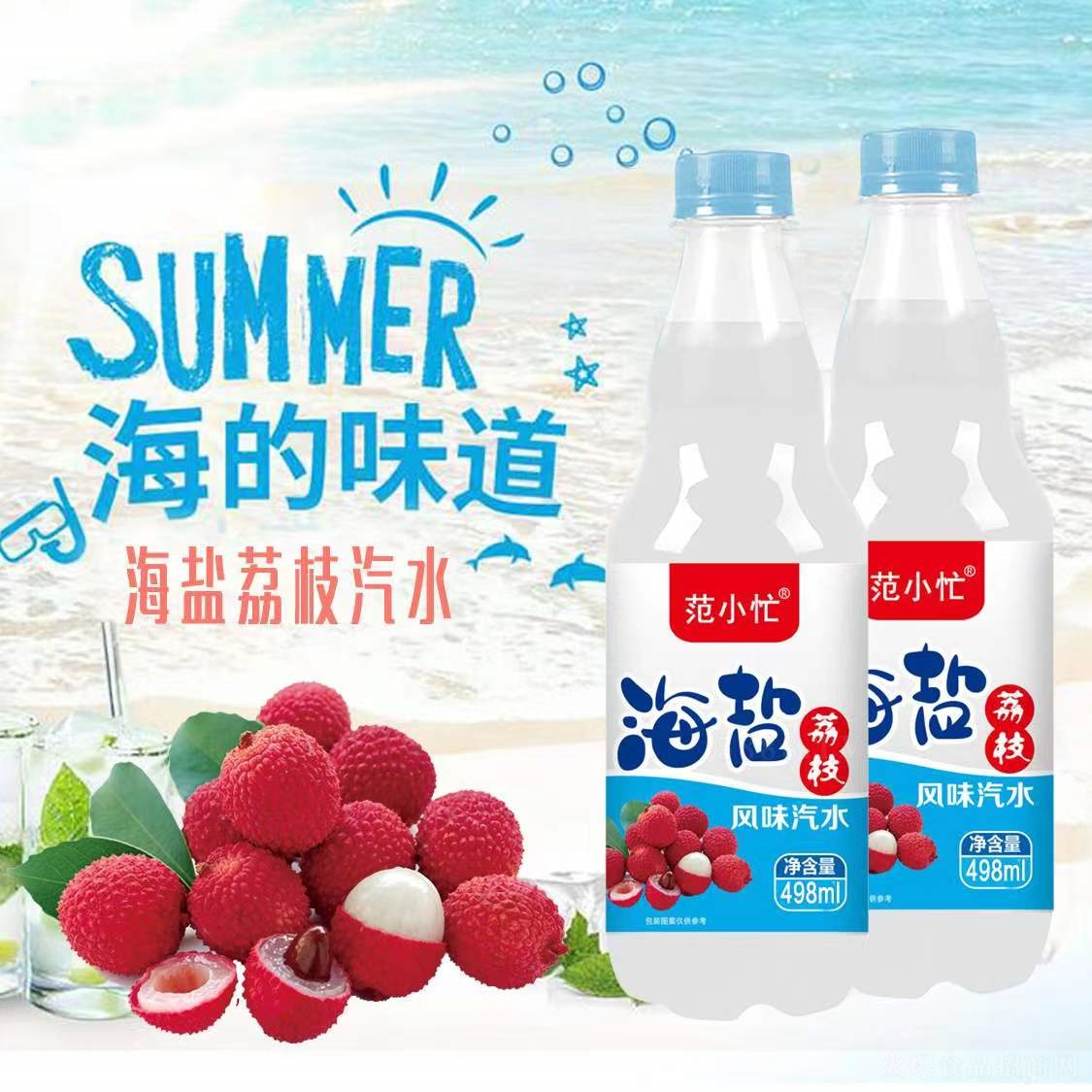 范小忙海鹽荔枝風(fēng)味汽水碳酸飲料498ml